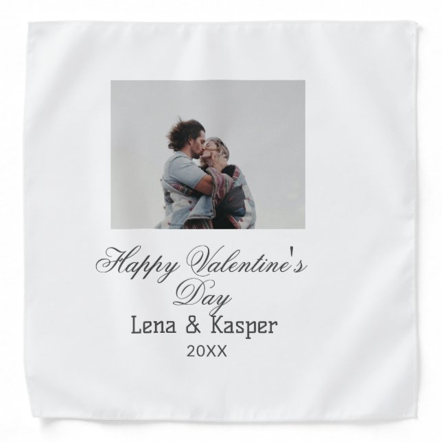 Happy Valentine's day couple photo modern simple t Bandana (Front)