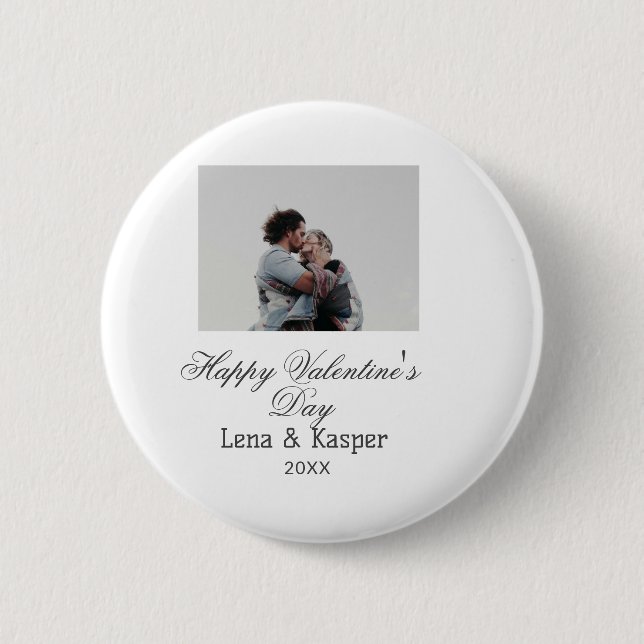 Happy Valentine's day couple photo modern simple t Button (Front)