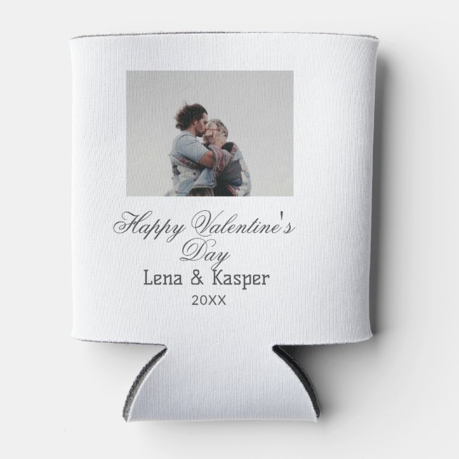 Happy Valentine's day couple photo modern simple t Can Cooler (Front)