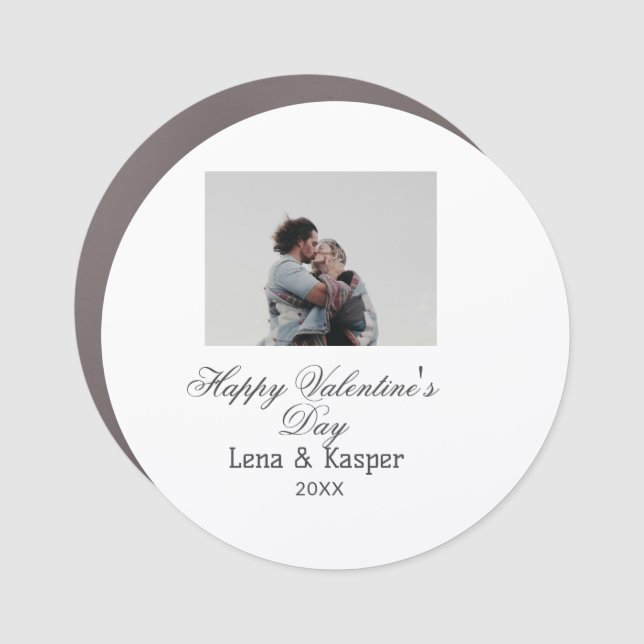 Happy Valentine's day couple photo modern simple t Car Magnet (Front)