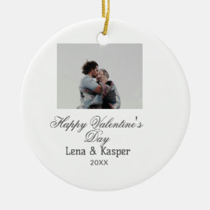 Happy Valentine's day couple photo modern simple t Ceramic Ornament