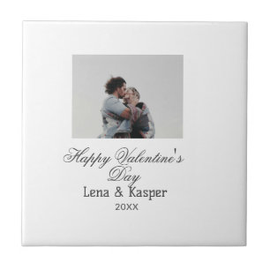 Happy Valentine's day couple photo modern simple t Ceramic Tile
