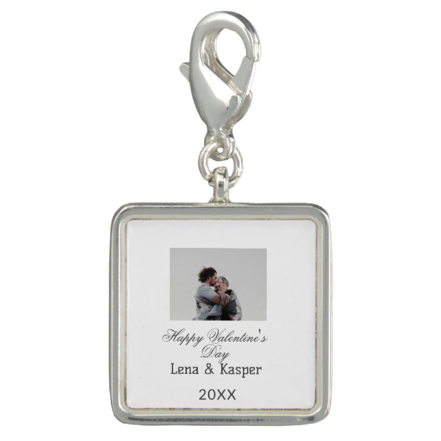 Happy Valentine's day couple photo modern simple t Charm (Front)