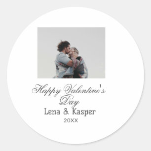 Happy Valentine's day couple photo modern simple t Classic Round Sticker