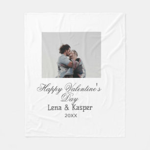 Happy Valentine's day couple photo modern simple t Fleece Blanket