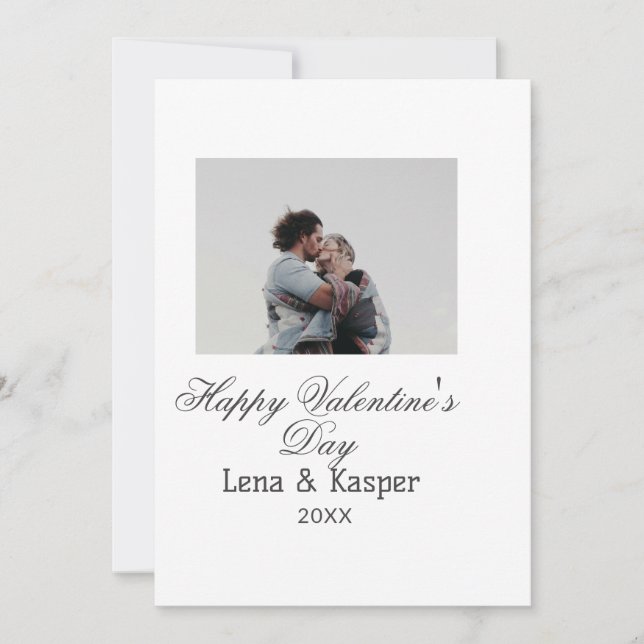 Happy Valentine's day couple photo modern simple t Holiday Card (Front)