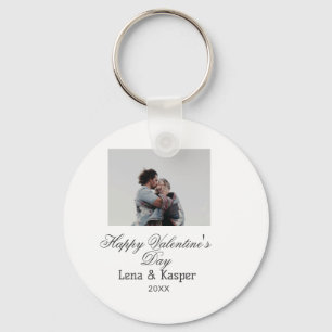 Happy Valentine's day couple photo modern simple t Keychain