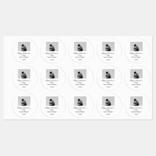Happy Valentine's day couple photo modern simple t Labels (Sheet)