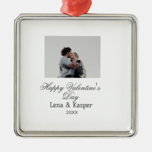 Happy Valentine's day couple photo modern simple t Metal Ornament