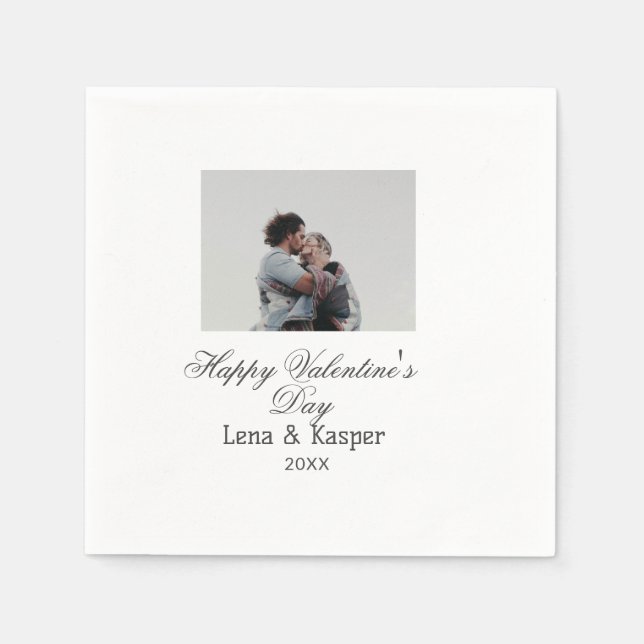Happy Valentine's day couple photo modern simple t Napkins (Front)