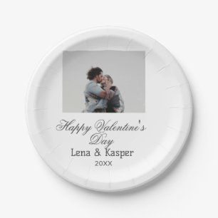 Happy Valentine's day couple photo modern simple t Paper Plates