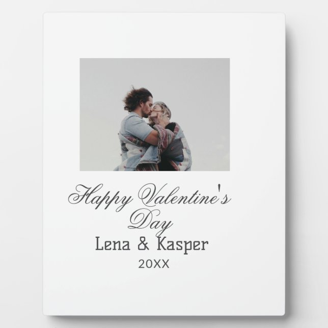 Happy Valentine's day couple photo modern simple t Plaque (Front)