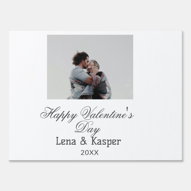 Happy Valentine's day couple photo modern simple t Sign (Front)