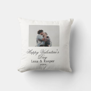 Happy Valentine's day couple photo modern simple t Throw Pillow