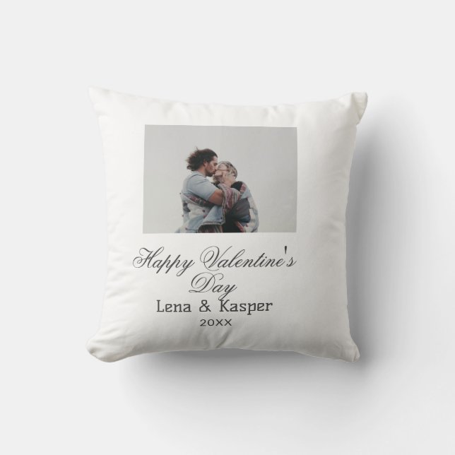 Happy Valentine's day couple photo modern simple t Throw Pillow (Front)