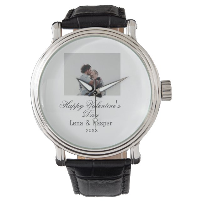 Happy Valentine's day couple photo modern simple t Watch (Front)