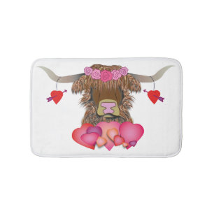 Happy Valentines Day Cow Bath Mat