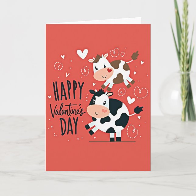 Happy Valentines Day Cow Card (Front)