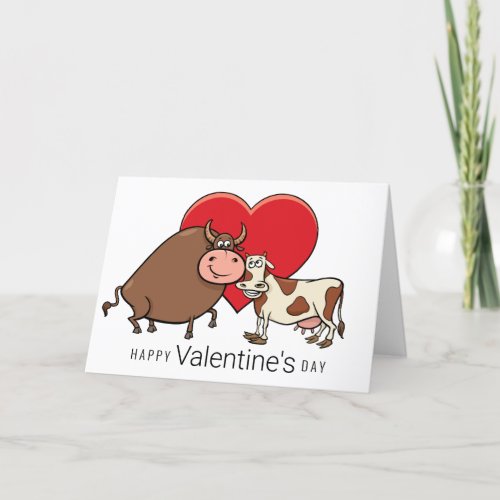 Happy Valentines Day  Cow Couple Thank You Card