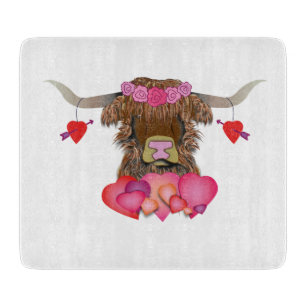 Happy Valentines Day Cow Cutting Board