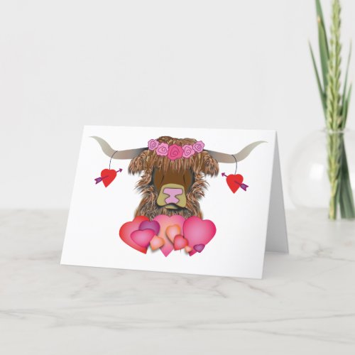 Happy Valentines Day Cow Holiday Card