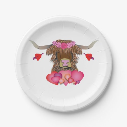 Happy Valentines Day Cow Paper Plates