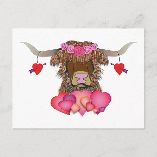 Happy Valentines Day Cow Postcard