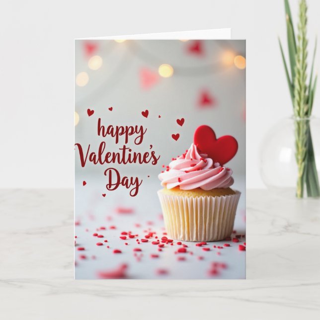 Happy Valentines Day Cupcake Card (Front)
