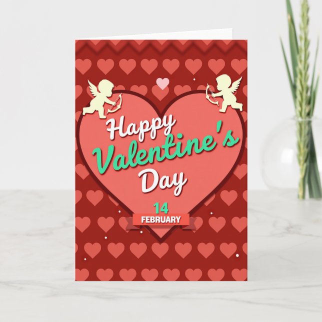 Happy Valentines Day Cupid Card (Front)