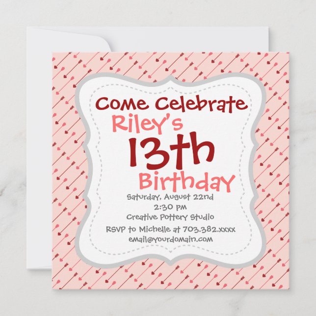 Happy Valentine's Day Cupid's Arrows Pink Red Invitation (Front)
