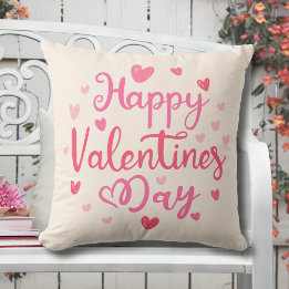 Happy Valentine's Day Custom Color Throw Pillow