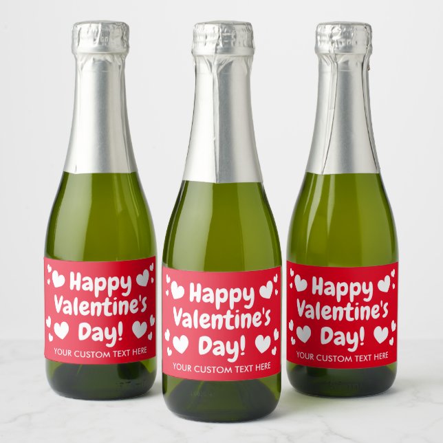 Happy Valentine's Day custom mini Sparkling Wine Label (Bottles)