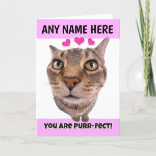 Happy Valentine's Day Custom Name Cute Kitty Cat Holiday Card