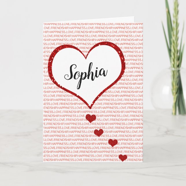 Happy Valentine's Day Custom Name Holiday Card (Front)