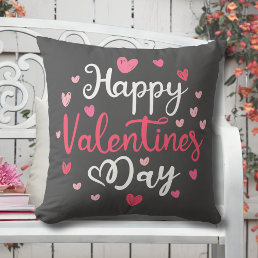 Happy Valentine&#39;s Day Custom Names Color Throw Pillow
