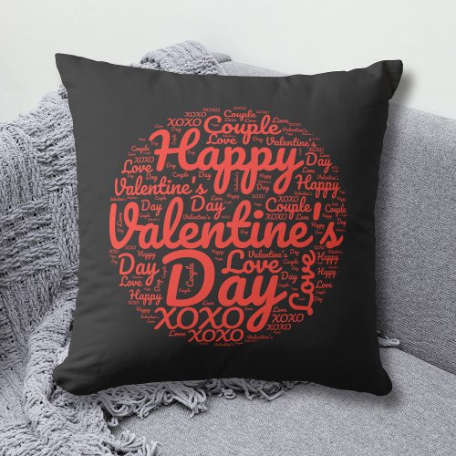Happy Valentines Day Custom Names Color Throw Pillow