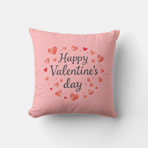 Happy Valentine's Day Custom Names Throw Pillow