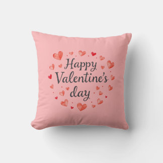 Happy Valentine's Day Custom Names Throw Pillow