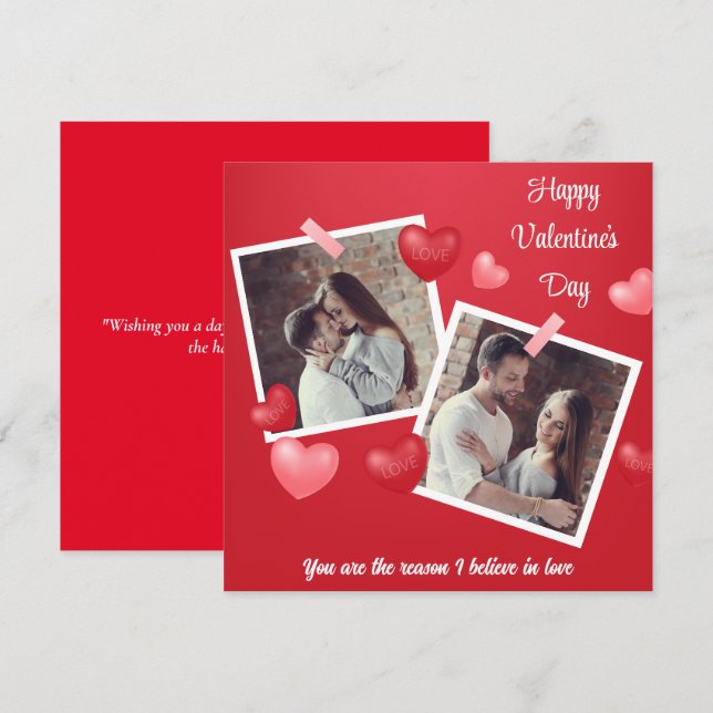Happy Valentine's Day Custom Photo and Text Announcement (Front/Back)