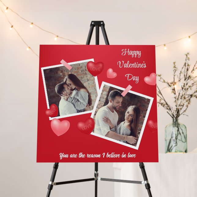 Happy Valentine's Day Custom Photo and Text Foam Board (In Situ (Stand))