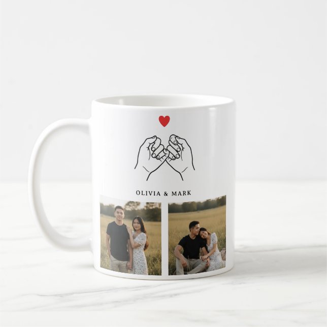 Happy Valentines Day Custom Photo Collage Romantic Coffee Mug (Left)