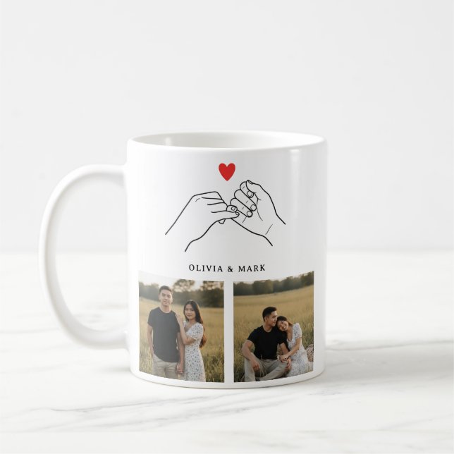 Happy Valentines Day Custom Photo Collage Romantic Coffee Mug (Left)