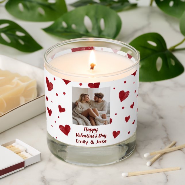 Happy Valentine's Day Custom Photo Jar Candle (Lit)