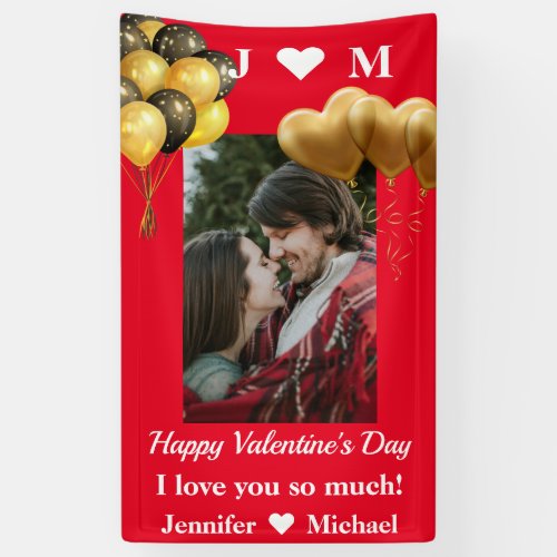 Happy Valentines Day Custom Photo Monogram Name Banner