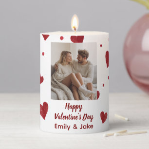 Happy Valentine's Day Custom Photo Pillar Candle