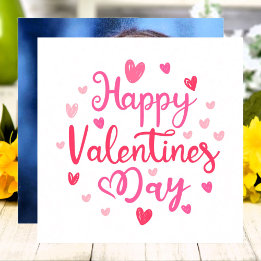 Happy Valentine's Day Custom Photo Pink Hearts Holiday Card