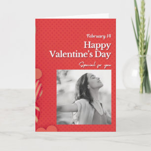 Happy valentine's day Custom Photo Red Hearts Holiday Card