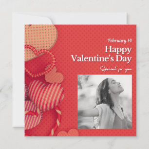 Happy valentine's day Custom Photo Red Hearts Holiday Card