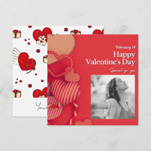 Happy valentine's day Custom Photo Red Hearts Note Card
