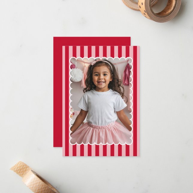 Happy Valentine's Day Custom Photograph Modern Note Card (Front/Back In Situ)